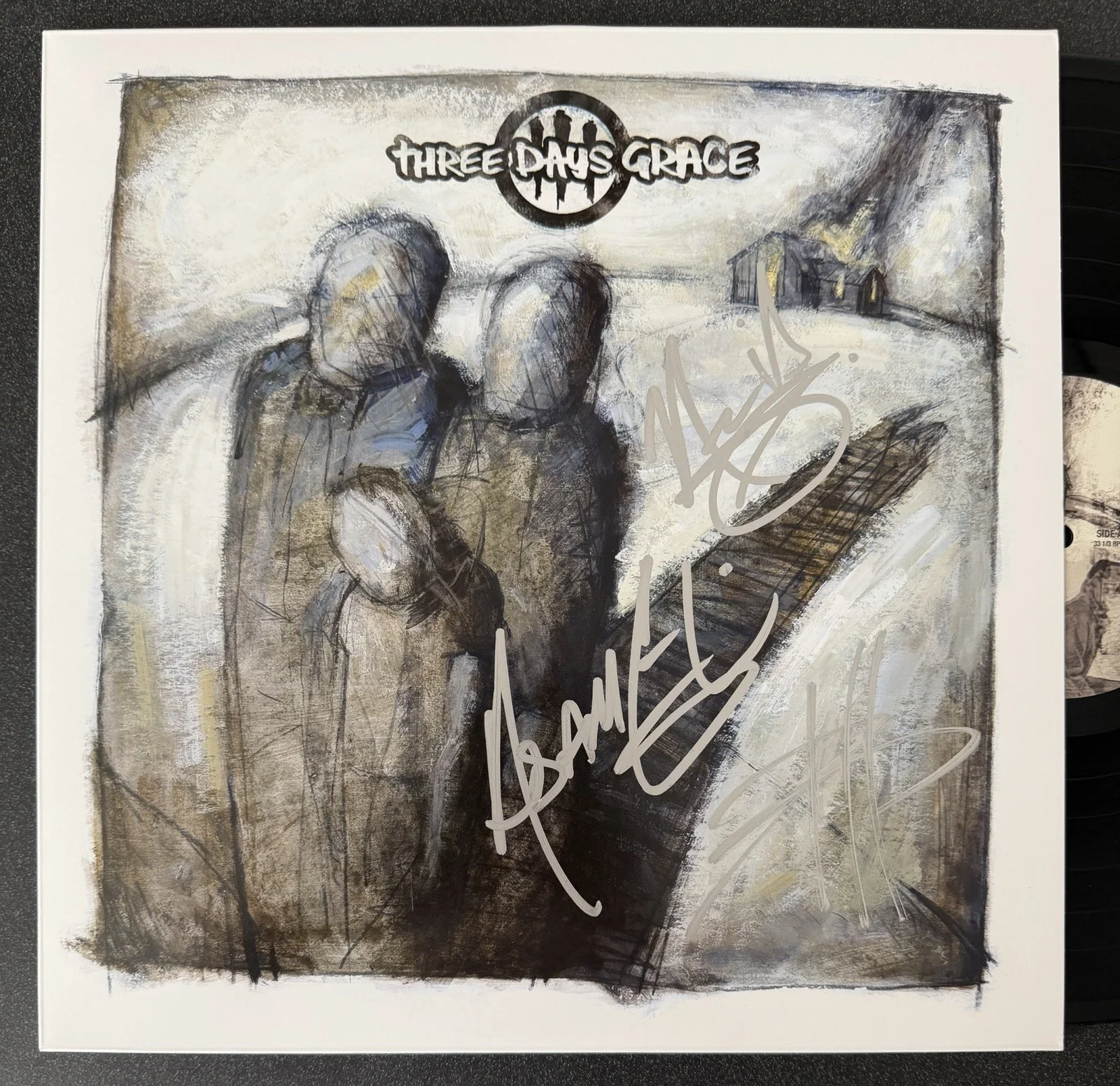 ADAM GONTIER +2 SIGNED THREE DAYS GRACE SELF-TITLED VINYL ALBUM LP FULL BAND JSA, image 2