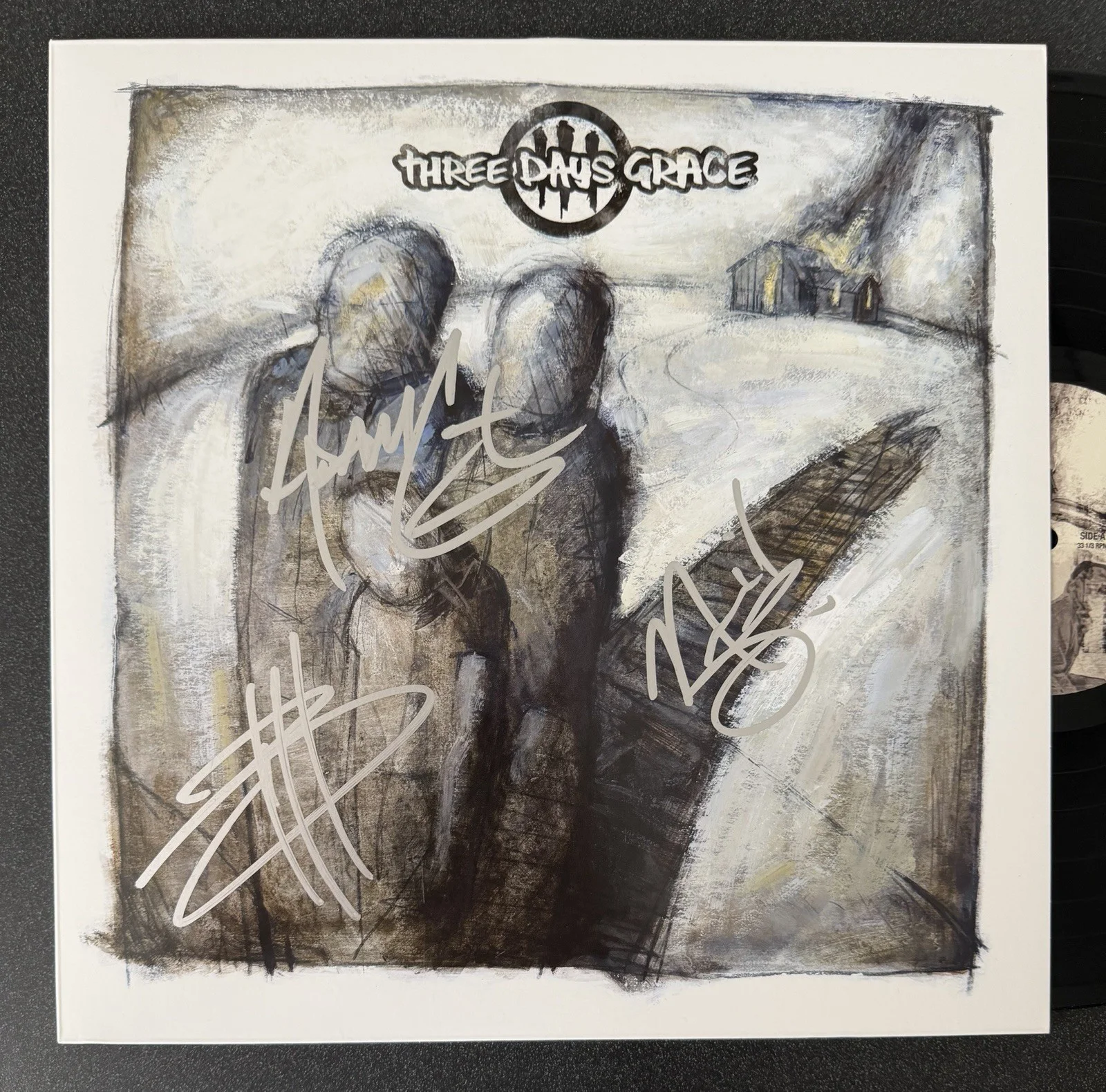 ADAM GONTIER +2 SIGNED THREE DAYS GRACE SELF-TITLED VINYL ALBUM LP FULL BAND JSA, image 2