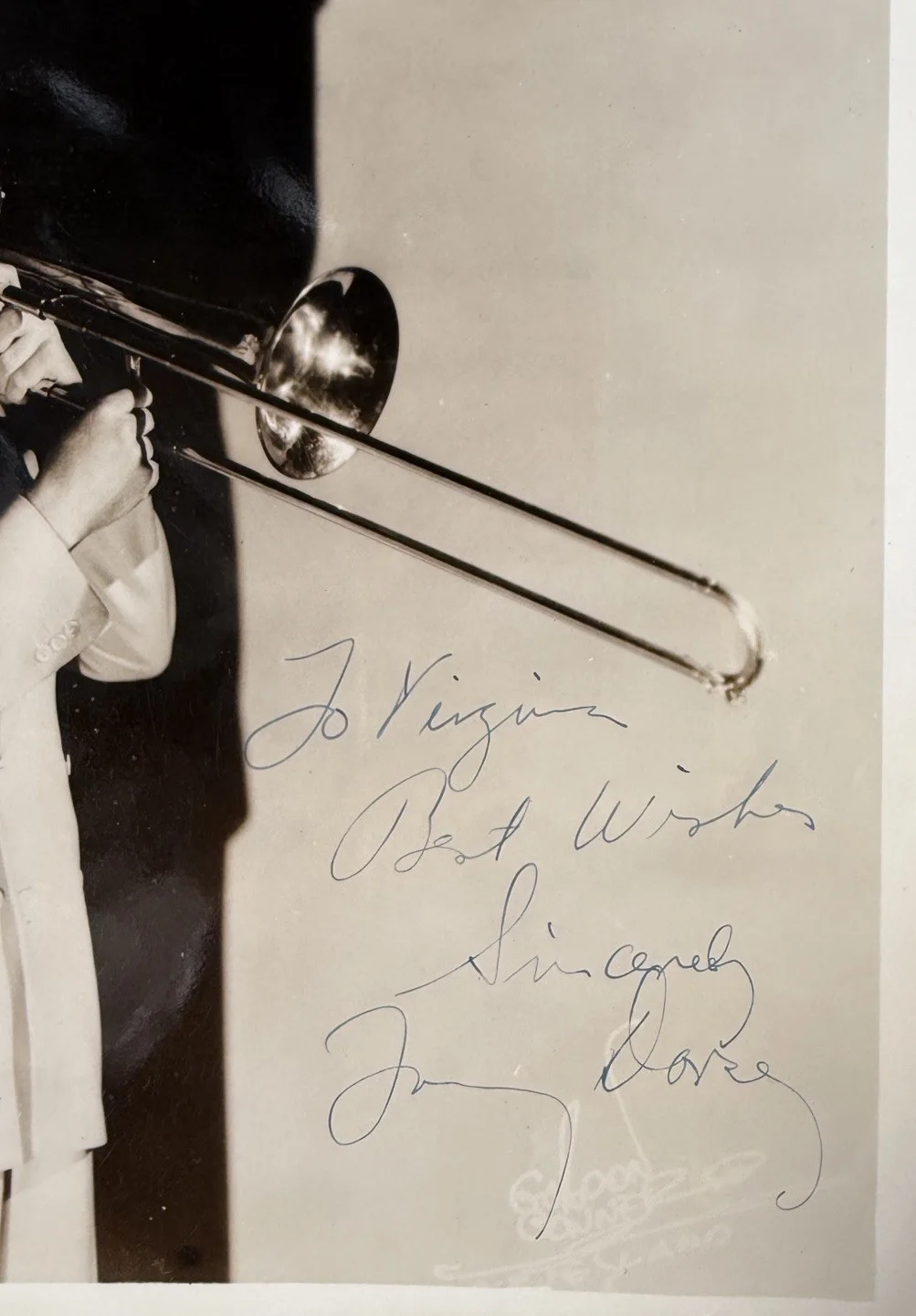 Vintage 1930s Tommy Dorsey Signed Photo 8 X 10" Black White Big Band Musician, изображение 2