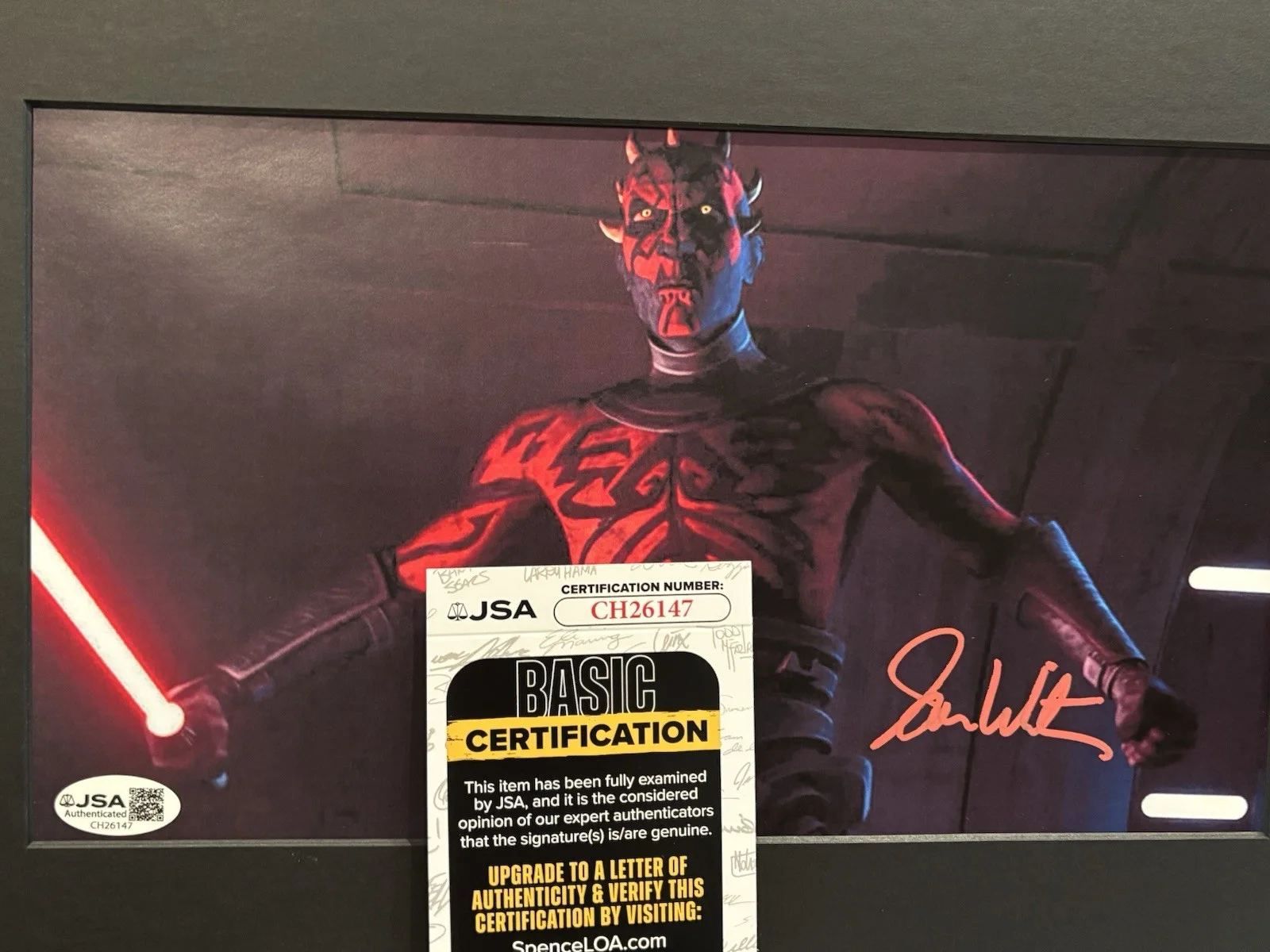 Sam Witwer — Star Wars Clone Wars Animated Sam Witwer Autograph Darth Maul Framed Art JSA COA, image 3