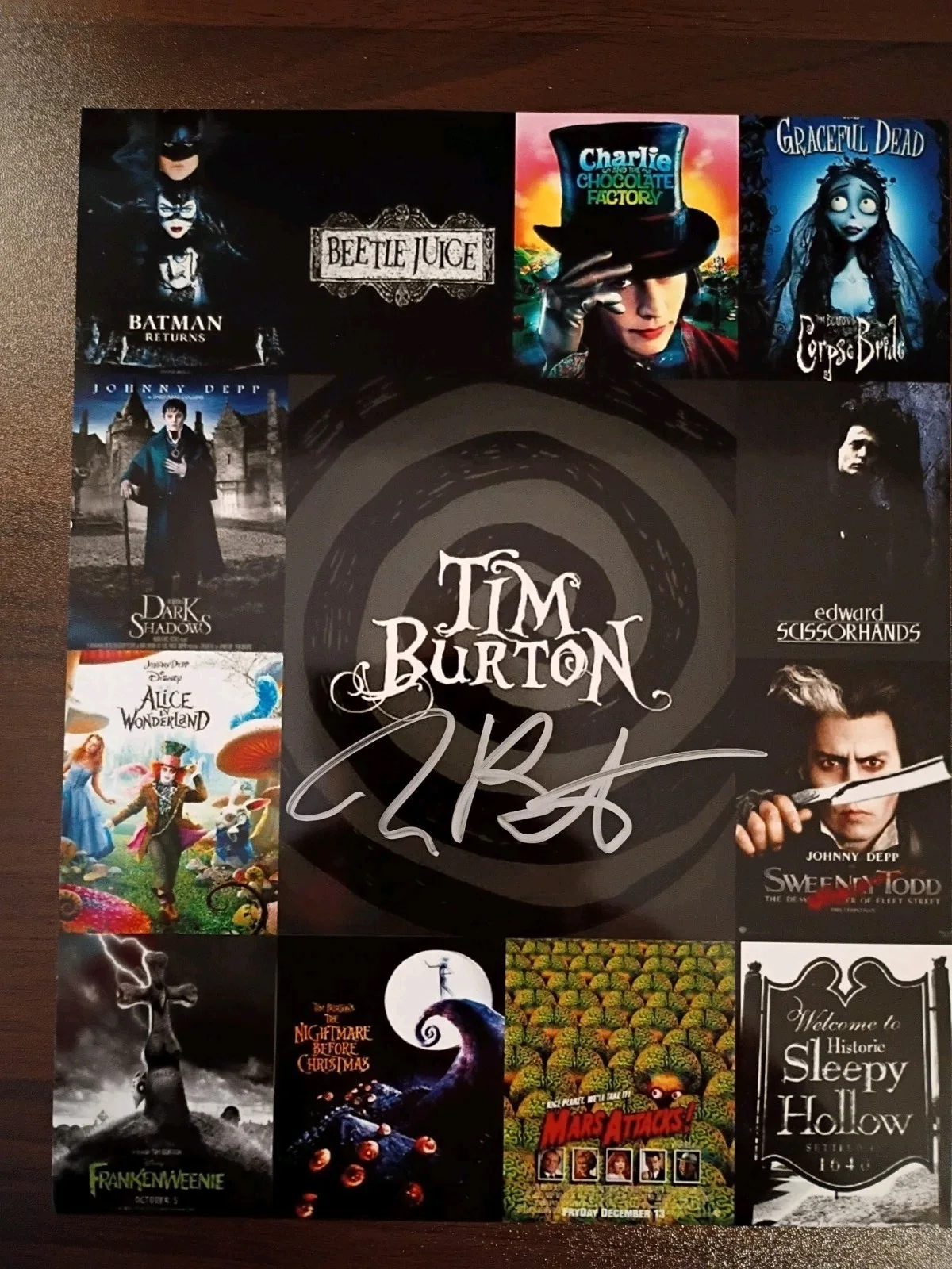 Tim Burton — Tim Burton Wednesday Nightmare Before Xmas Signed 8x10 COA W/Matching Sticker