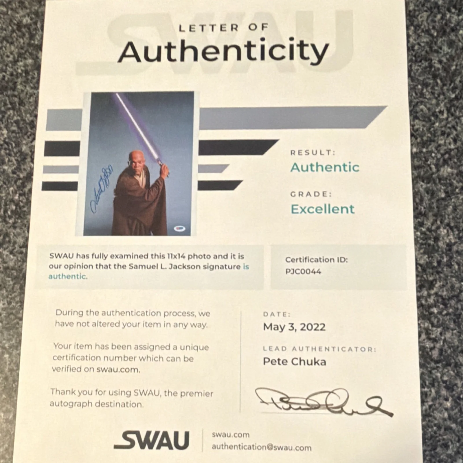 Samuel L. Jackson — Samuel L. Jackson Star Wars 11x14 Photo PSA/DNA SWAU Authentication, image 3