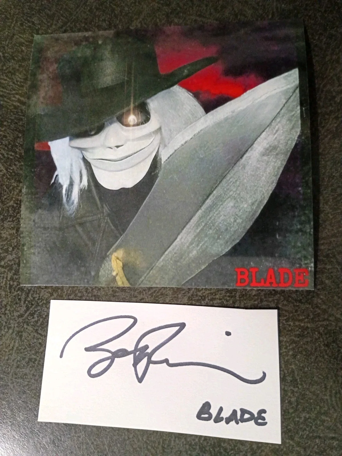 BERT ROSARIO As BLADE — BERT ROSARIO As BLADE Hand Signed Autograph Cut With Photo - THE PUPPET MASTER