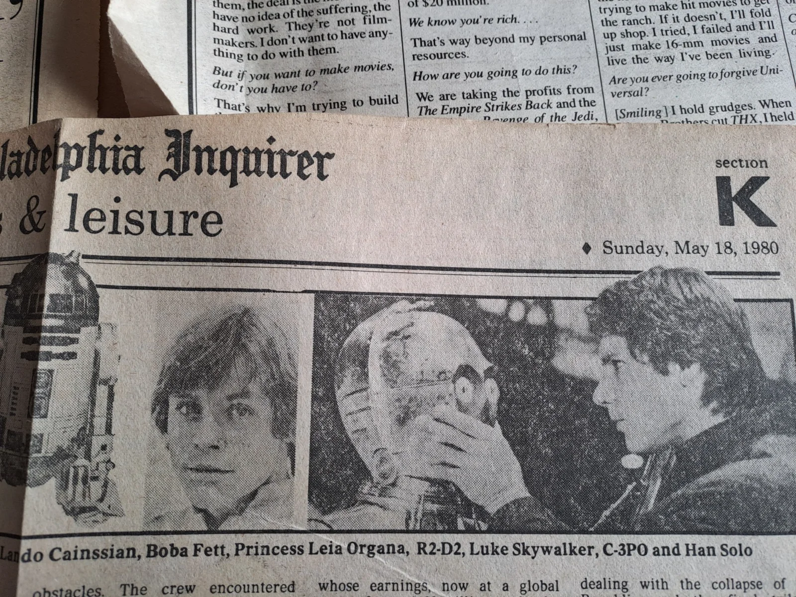 Original vintage STAR WARS EMPIRE 1980 newpaper press cuttings, изображение 4