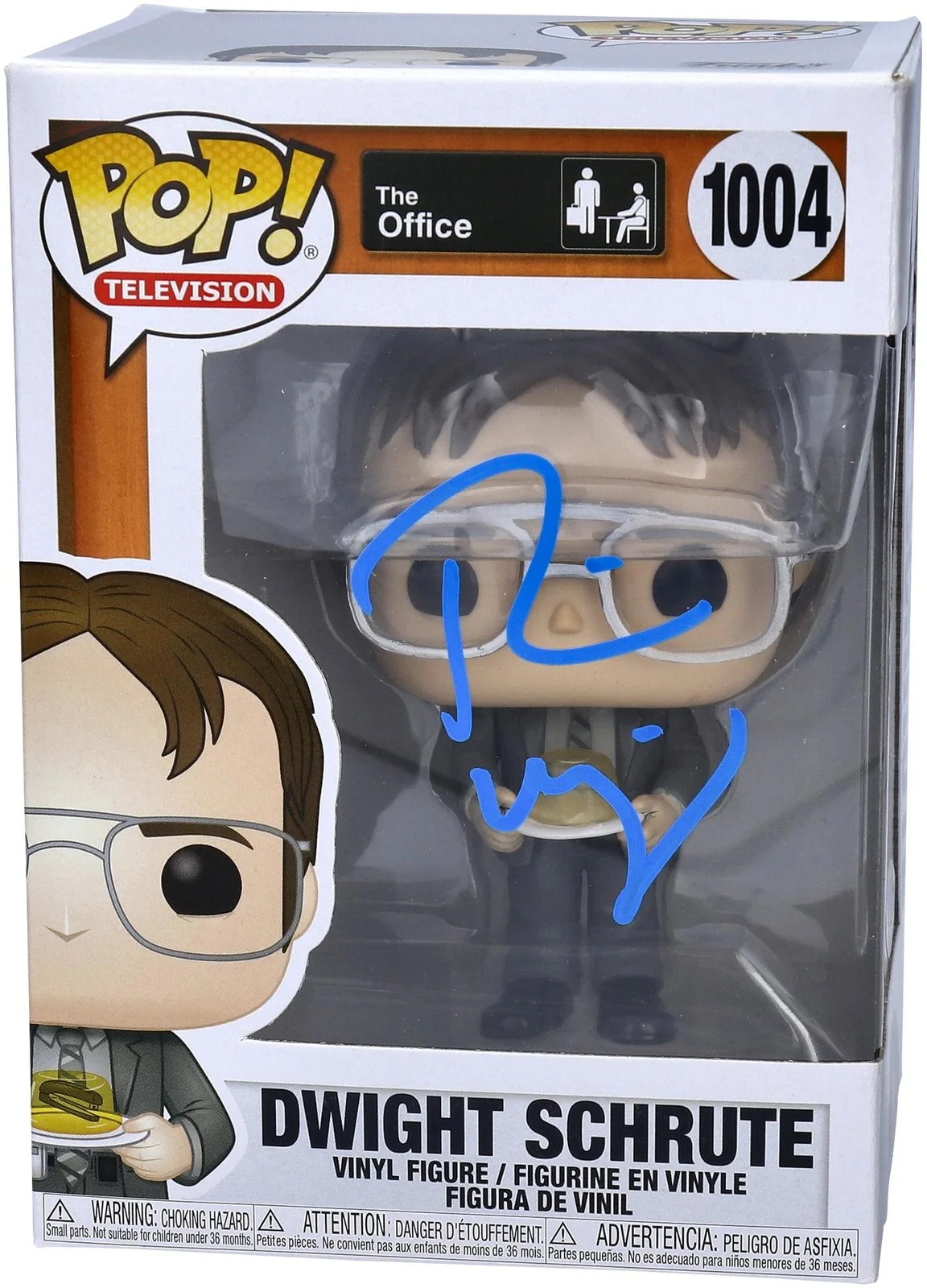 Rainn Wilson — Rainn Wilson The Office Signed Dwight Schrute w/Gelatin Stapler #1004 Funko Pop
