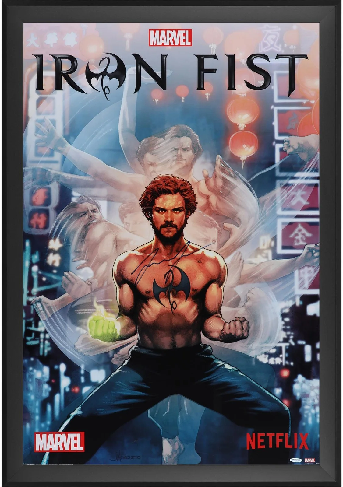 Finn Jones — Finn Jones Iron Fist Framed Signed 24" x 36" Movie Poster - LE of 100 - UDA