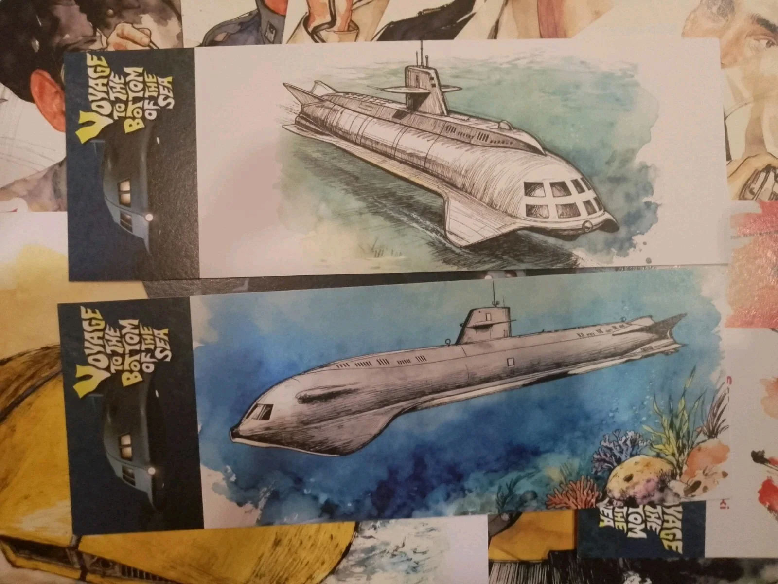 Voyage To The Bottom Of The Sea.10 Matt Finish 8x6ins Art Cards & 12 Bookmarks., изображение 2