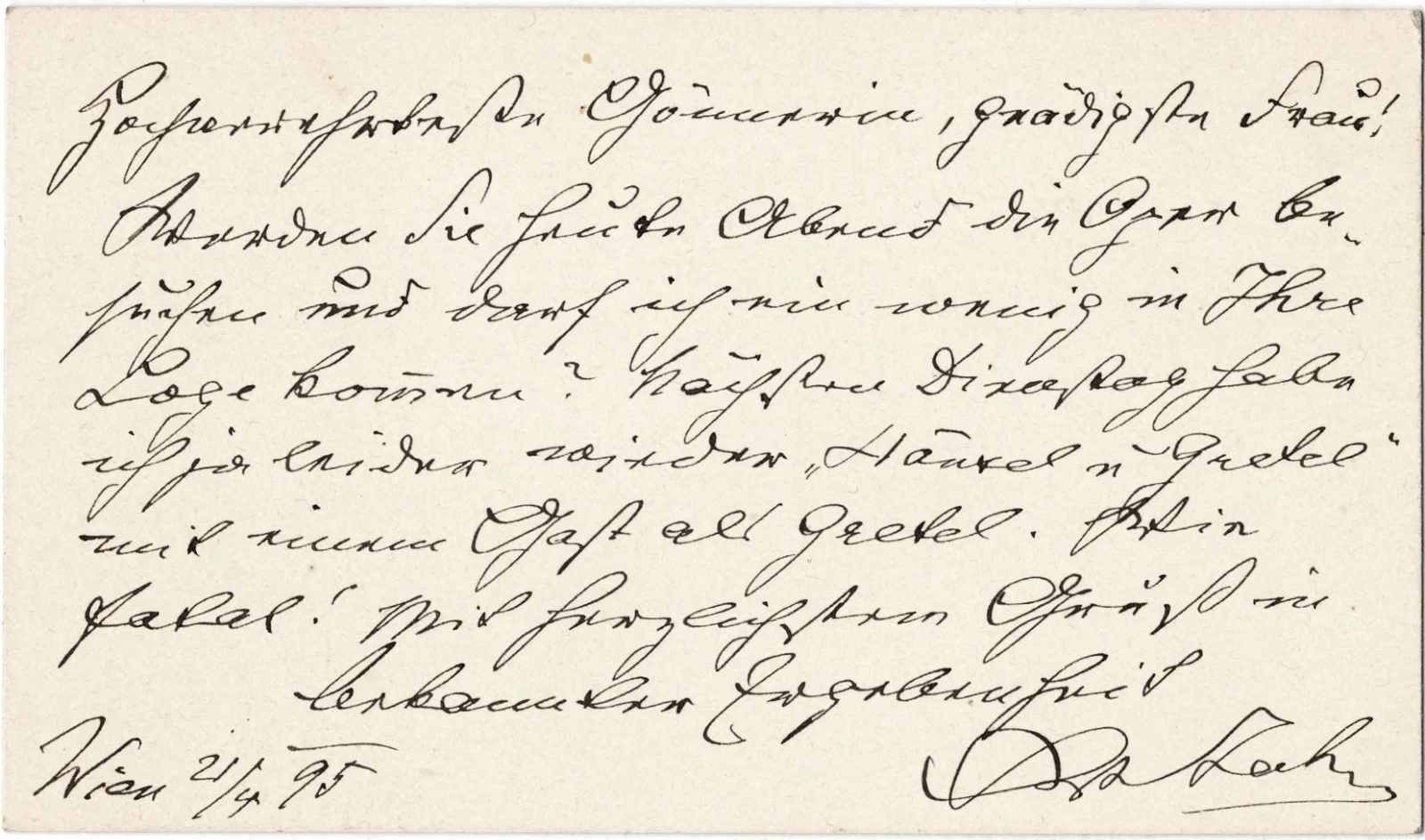 Rare Autograph: Wilhelm Jahn – Director of the Vienna Court Opera – 1895, изображение 2