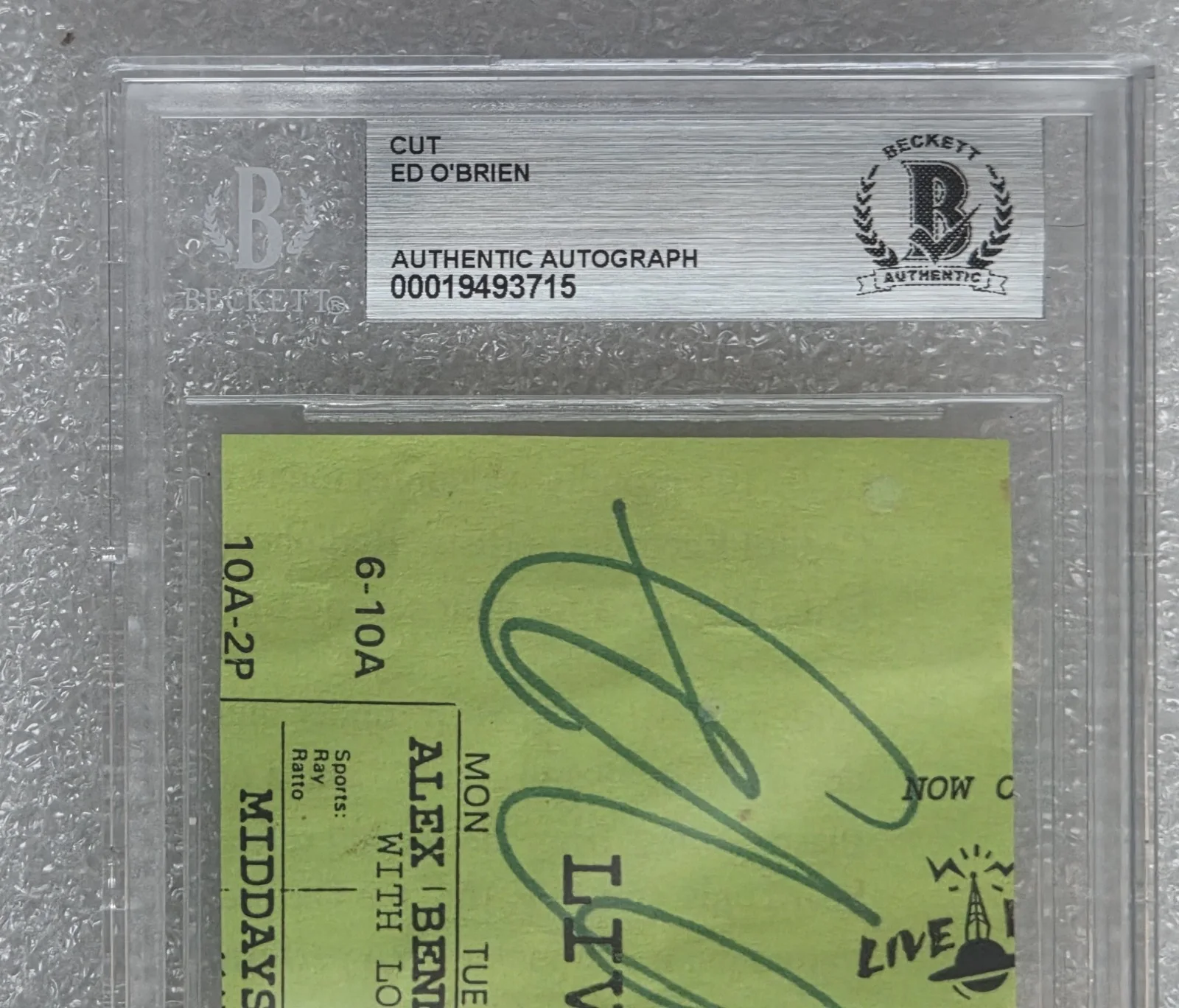 ED O'BRIEN SIGNED CUT BECKETT BAS SLABBED SLAB RADIOHEAD GUITARIST AUTOGRAPHED, image 2
