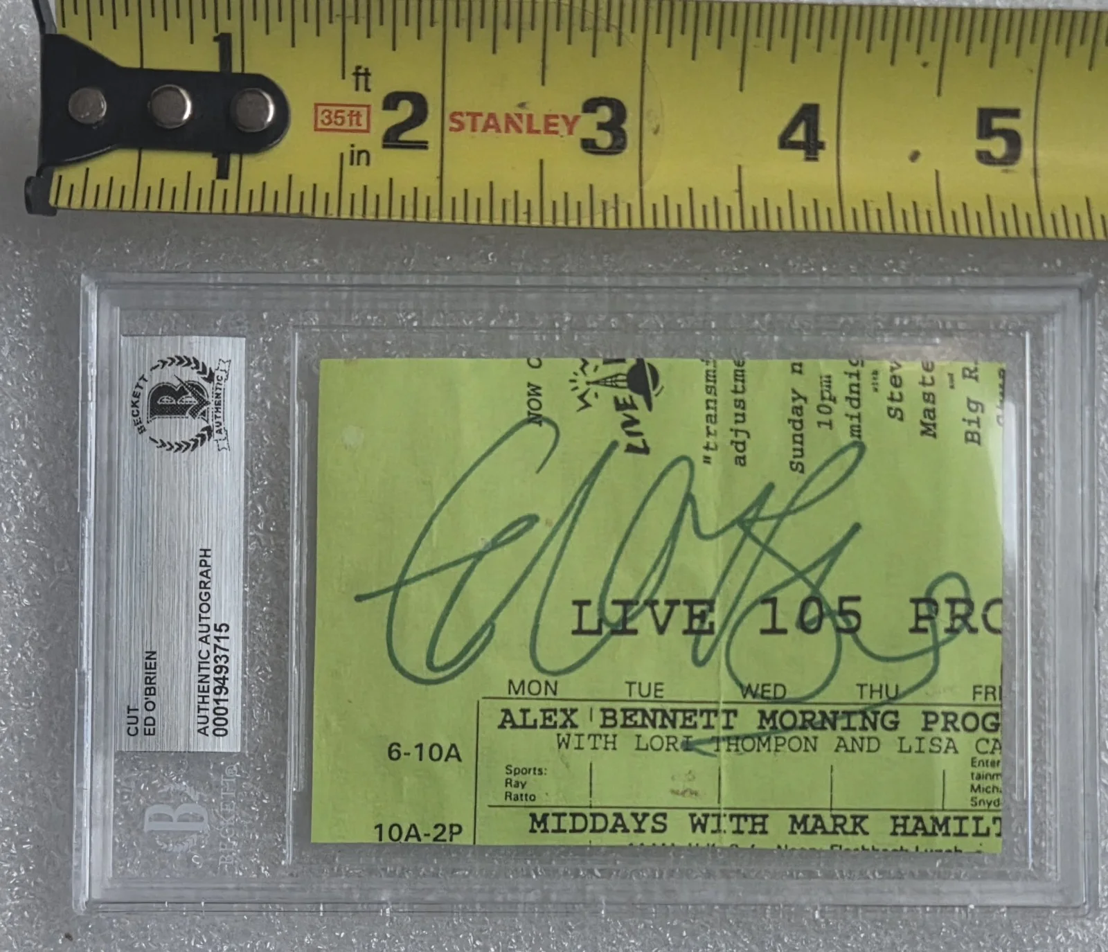 ED O'BRIEN SIGNED CUT BECKETT BAS SLABBED SLAB RADIOHEAD GUITARIST AUTOGRAPHED, image 4