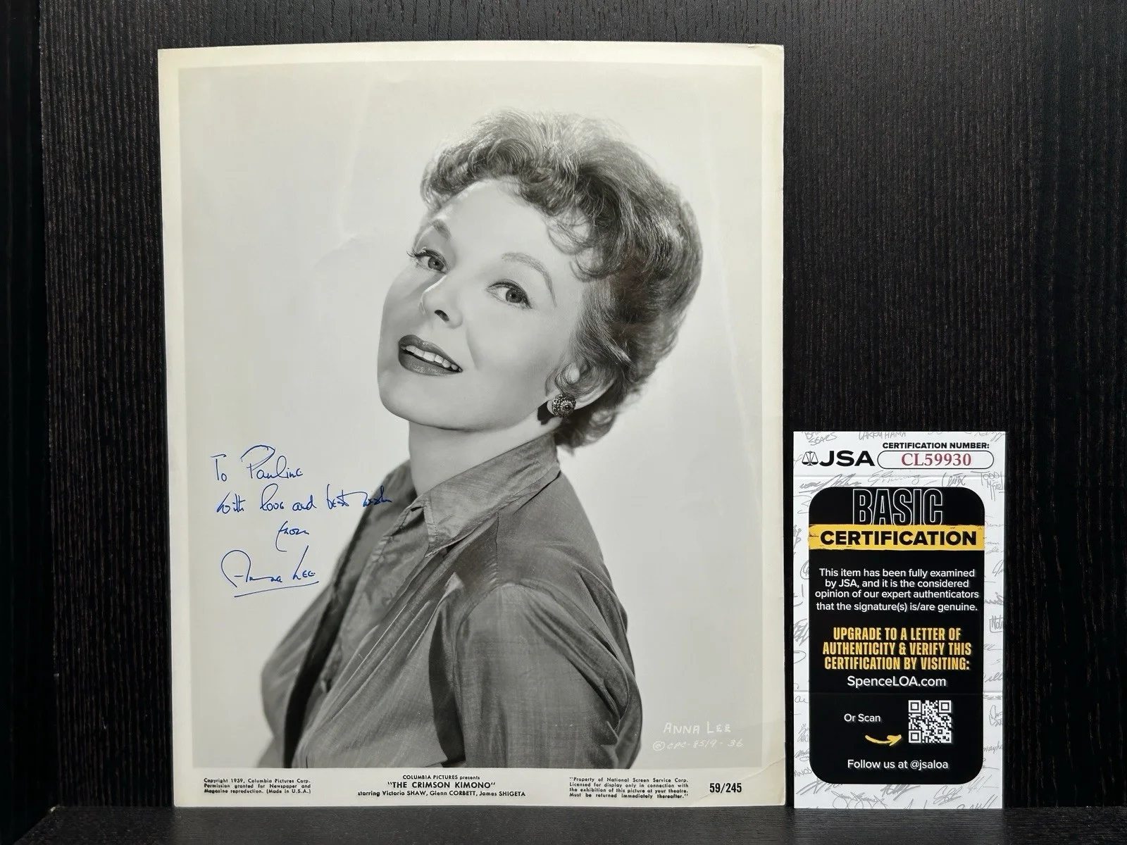 Anna Lee — ANNA LEE SIGNED 8x10 PHOTO Original 1959 Autograph JSA COA The Sound of Music