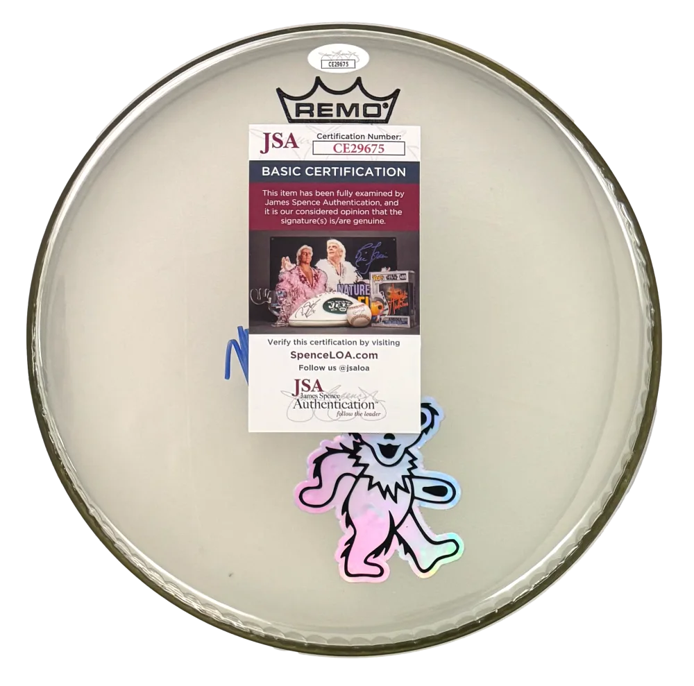 Mickey Hart — Mickey Hart Grateful Dead Signed Autograph 10" Clear Drumhead Skin w/ JSA COA, image 2