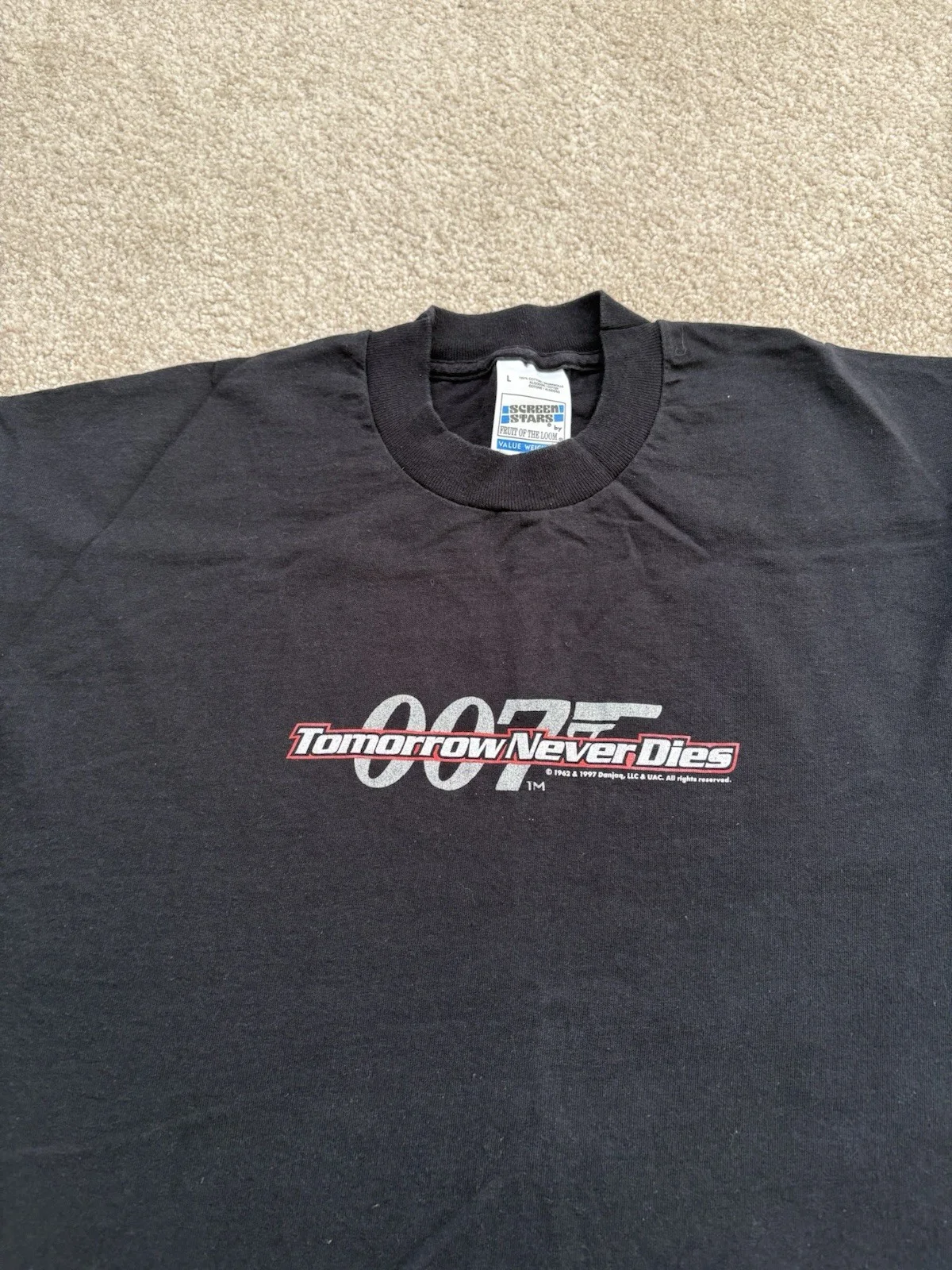 Vintage 1997 007 Tomorrow Never Dies Screen Stars Single Stitch T-Shirt - Large, image 3