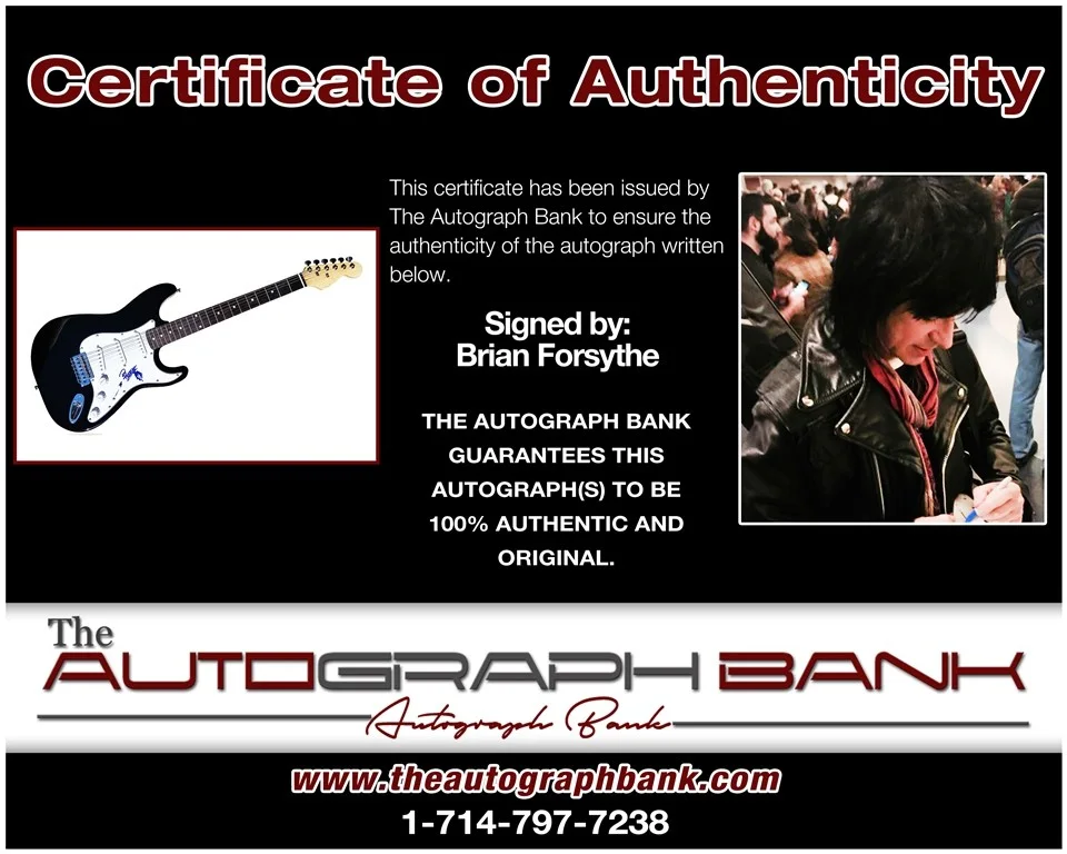 Brian Forsythe — Brian Forsythe Kix, Rhino Bucket signed guitar w/Certificate Autograph 2316a, изображение 2