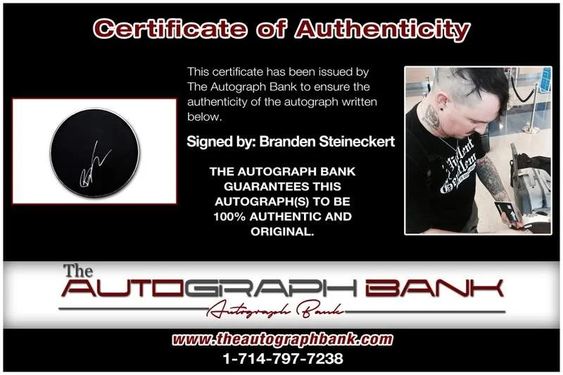 Brandon Steineckert — Rancid Branden Steineckert authentic signed drumhead |CERT Autographed A0079, изображение 2