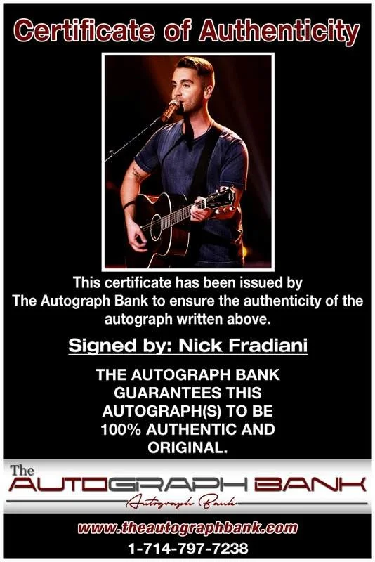 Nick Fradiani — Nick Fradiani authentic signed rock 8x10 photo W/Cert Autographed A00087, изображение 2