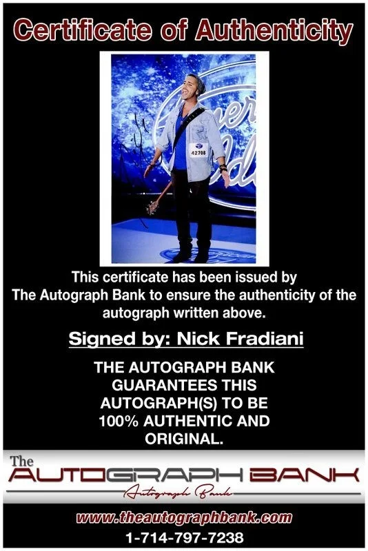 Nick Fradiani — Nick Fradiani Authentic signed rock 8x10 photo W/Certificate Autographed (A2, изображение 2