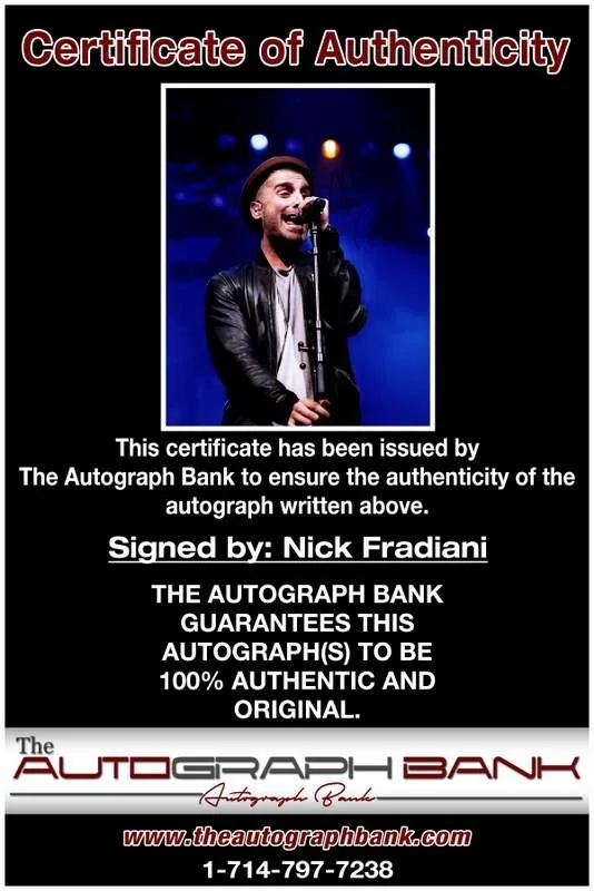 Nick Fradiani — Nick Fradiani authentic signed rock 8x10 photo W/Cert Autographed A00091, изображение 2