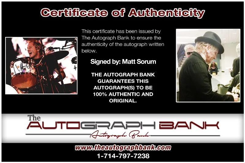 Matt Sorum — Matt Sorum The Cult Authentic signed rock 8x10 photo W/Cert Autographed 1326-c, image 2