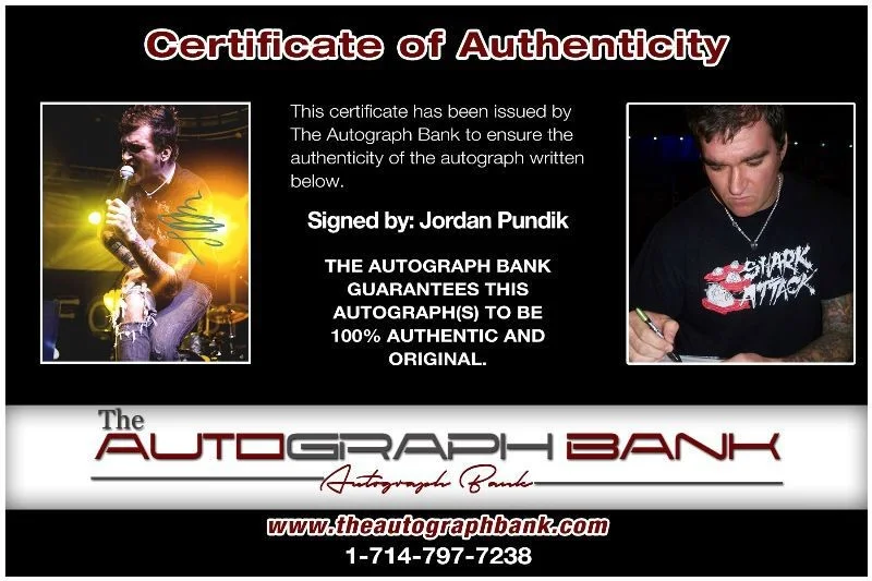 Jordan Pundik — Jordan Pundik New Found Glory Authentic signed 8x10 photo |CERT Autograph 1326-d, изображение 2