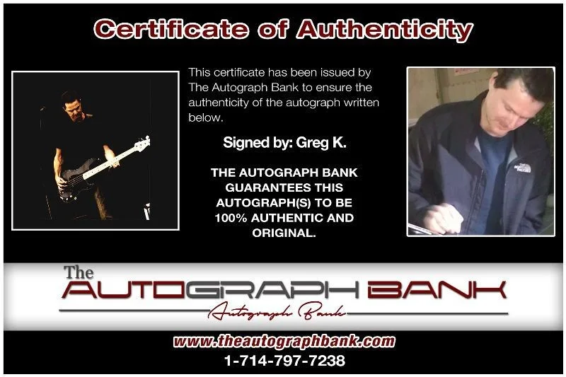 Greg K — Greg K The Offspring Authentic signed rock 8x10 photo W/Cert Autographed 1326-b, изображение 2
