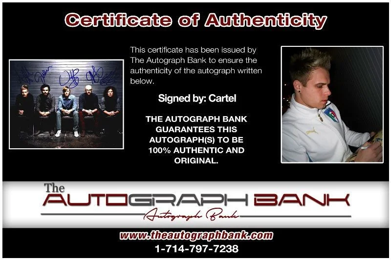 Cartel Band — Cartel Band Authentic signed rock 8x10 photo W/Certificate Autographed (1326-b), image 2