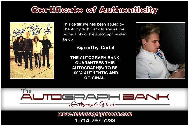 Cartel Band — Cartel Band Authentic signed rock 8x10 photo W/Certificate Autographed (1326-h), image 2