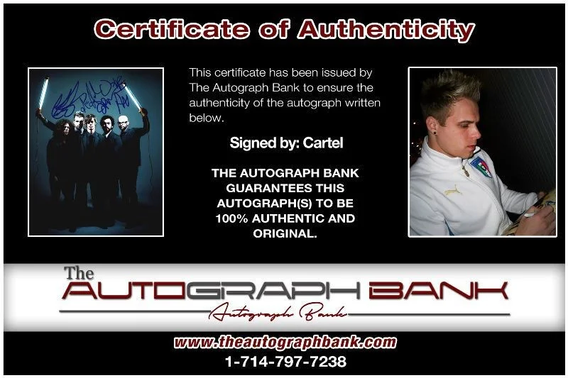 Cartel Band — Cartel Band Authentic signed rock 8x10 photo W/Certificate Autographed (1326-d), image 2