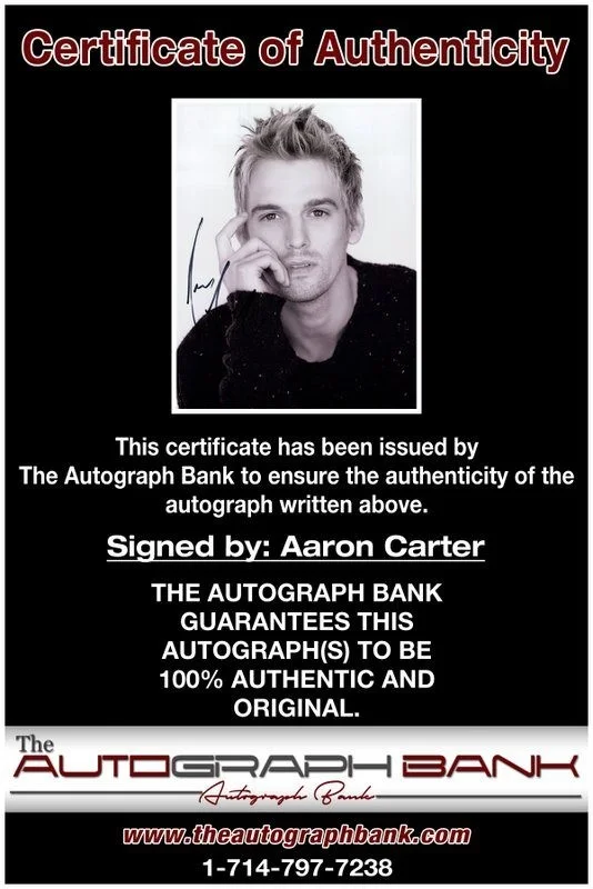Aaron Carter — Aaron Carter Authentic signed rock 8x10 photo W/Certificate Autographed (A2, изображение 2