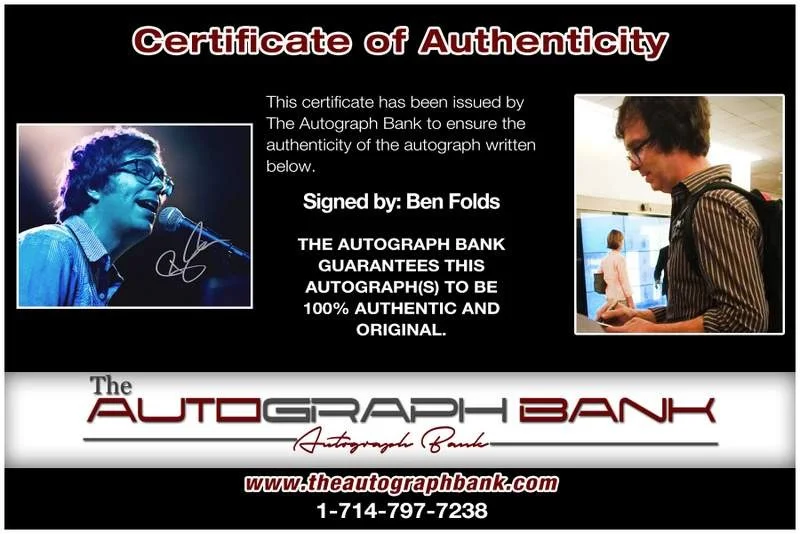 Ben Folds — Ben Folds authentic signed rock 8x10 photo W/Certificate Autographed (A0020), изображение 2