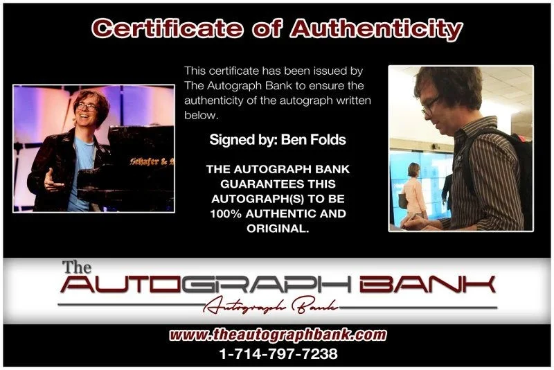 Ben Folds — Ben Folds Authentic signed rock 8x10 photo W/Certificate Autographed (A10, изображение 2