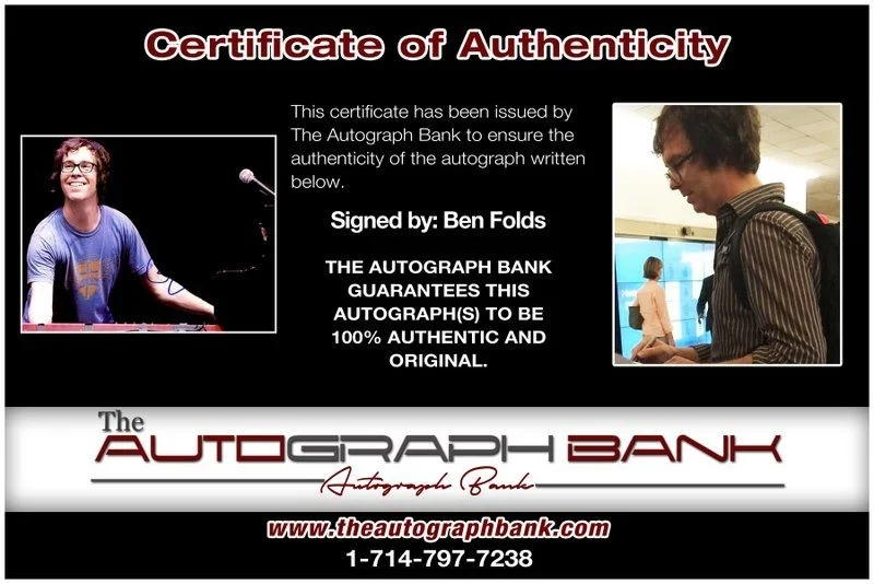 Ben Folds — Ben Folds Authentic signed rock 8x10 photo W/Certificate Autographed (A9, изображение 2
