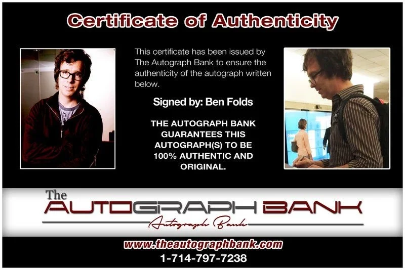 Ben Folds — Ben Folds Authentic signed rock 8x10 photo W/Certificate Autographed (A19, изображение 2