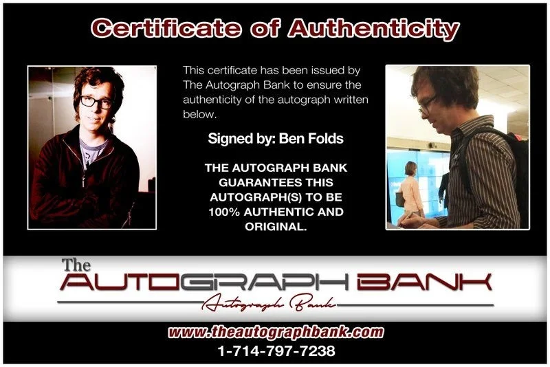 Ben Folds — Ben Folds Authentic signed rock 8x10 photo W/Certificate Autographed (A14, изображение 2