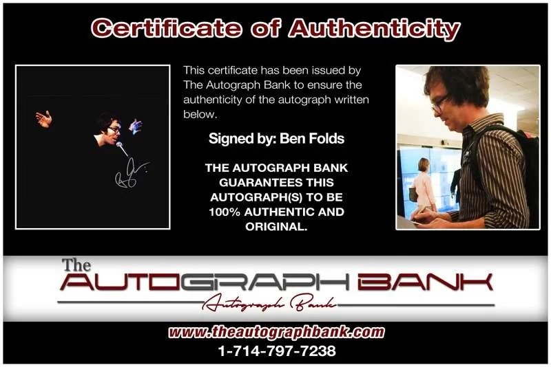 Ben Folds — Ben Folds authentic signed rock 8x10 photo W/Certificate Autographed (A0016), изображение 2
