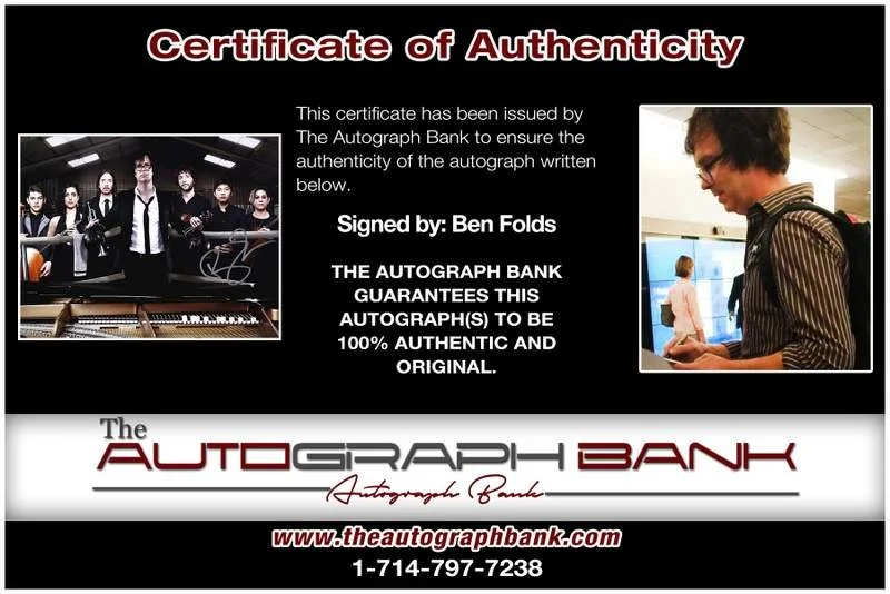 Ben Folds — Ben Folds authentic signed rock 8x10 photo W/Certificate Autographed (A0026), image 2