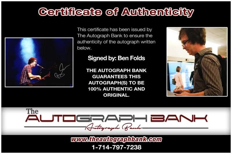 Ben Folds — Ben Folds authentic signed rock 8x10 photo W/Certificate Autographed (A0015), изображение 2