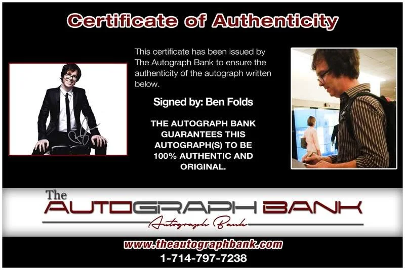 Ben Folds — Ben Folds authentic signed rock 8x10 photo W/Certificate Autographed (A0025), изображение 2