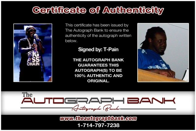 T-Pain — T-Pain music authentic signed RAPPER 10x15 photo W/ Certificate Autographed (B6), image 2