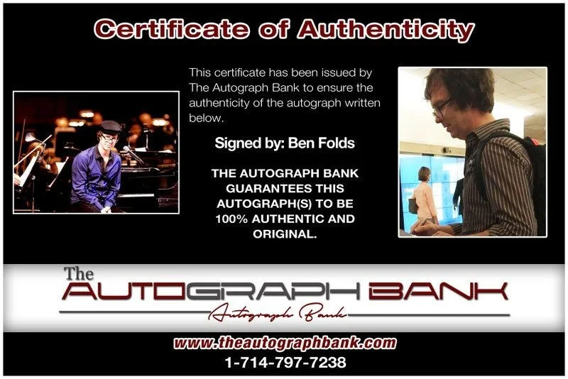 Ben Folds — Ben Folds 8 Authentic signed rock 8x10 photo W/Certificate Autographed (A4, изображение 2