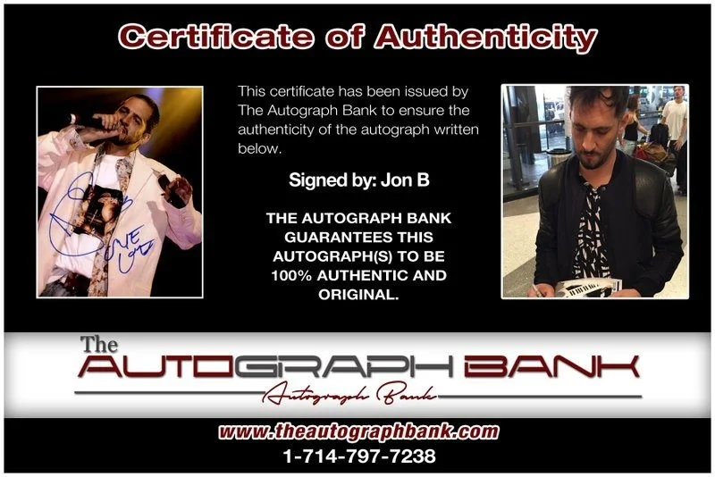 Jon B — Jon B authentic signed RAPPER 8x10 photo W/ Certificate Autographed (A8), image 2