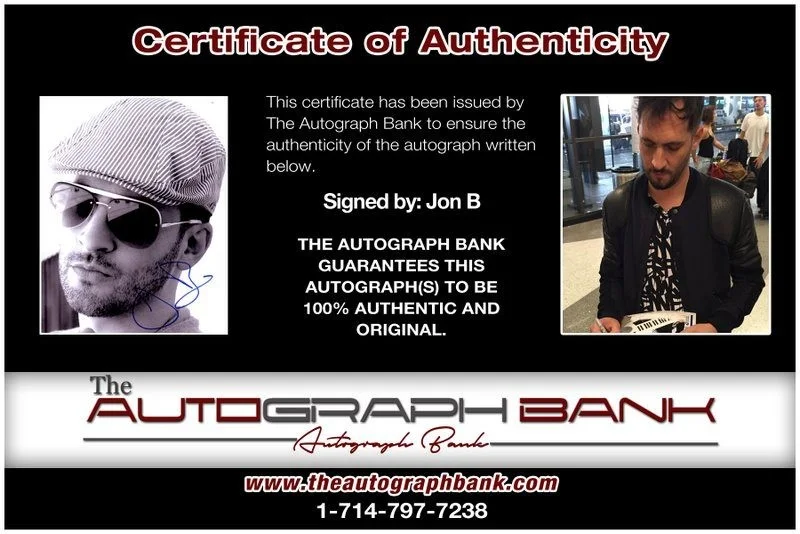 Jon B — Jon B authentic signed RAPPER 8x10 photo W/ Certificate Autographed (A14), image 2