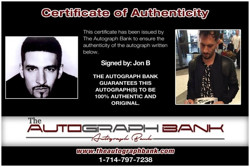Jon B — Jon B authentic signed RAPPER 8x10 photo W/ Certificate Autographed (A15), image 2
