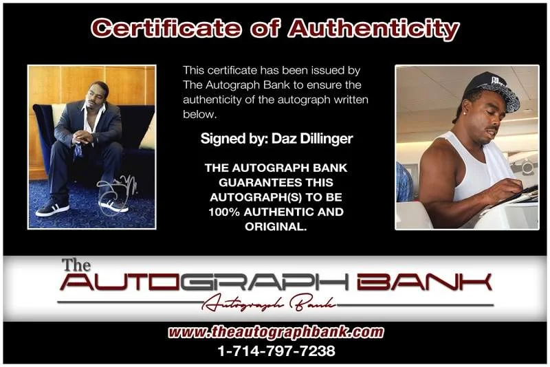 Daz Dillinger — The Dogg Pound Daz Dillinger authentic signed 8x10 photo |CERT Autograph A0003, изображение 2