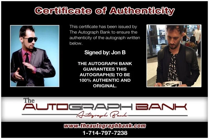 Jon B — Jon B authentic signed RAPPER 8x10 photo W/ Certificate Autographed (A1), image 2