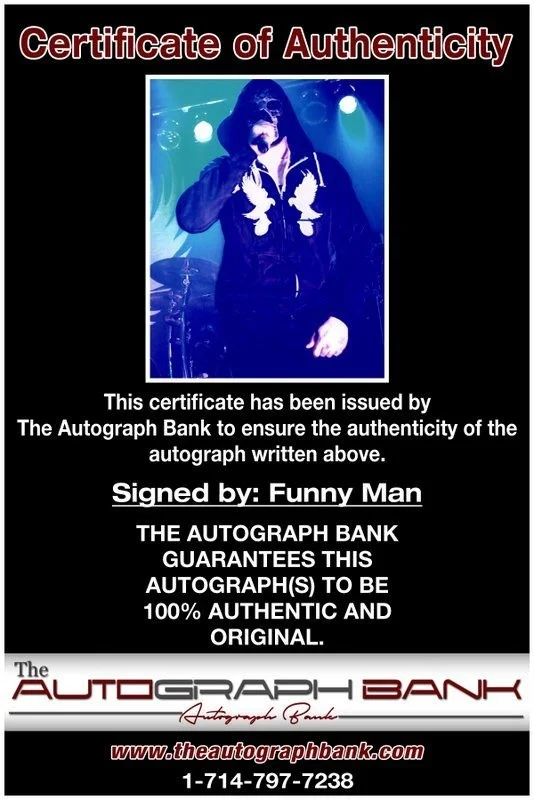 Funny Man — Funny Man Hollywood Undead authentic signed 8x10 photo W/ Certificate A11, изображение 2