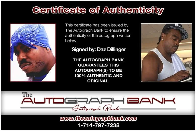 Daz Dillinger — The Dogg Pound Daz Dillinger authentic signed 8x10 photo |CERT Autograph A00424, изображение 2
