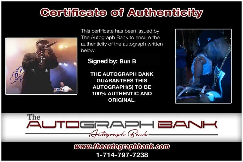 Bun B — UGK Bun B Signed authentic signed rap 8x10 photo W/Certificate Autographed A0120, image 2