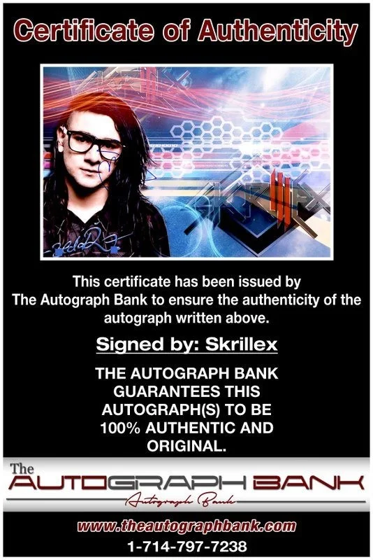 Skrillex — Skrillex authentic signed EDM DJ 10x15 photo W/Cert Autographed EDC Dub step B5, image 2