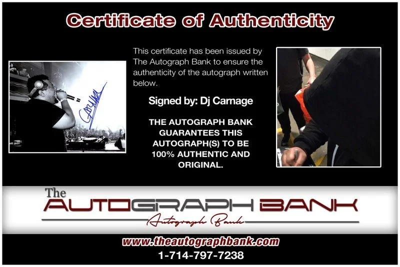 Carnage authentic — Carnage authentic signed EDM DJ 8x10 photo W/Cert Autographed EDC Dub step A1, image 2